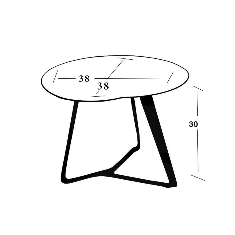 Technical drawing with detailed measurements of Greyge's Apple Marble coffee table