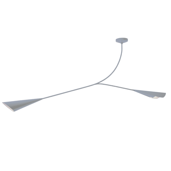 Vista ravvicinata della lampada a soffitto Calla, che evidenzia la sua lavorazione artigianale e il design moderno adatto a diversi ambienti.