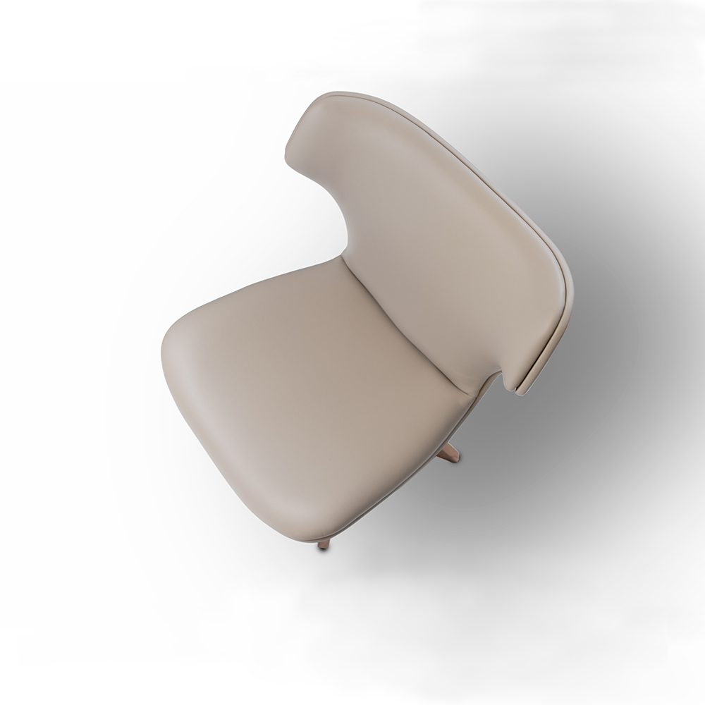 Vista laterale della poltrona in pelle alta Aurora, che ne evidenzia il design elegante e lo schienale allungato per un maggiore comfort e stile.