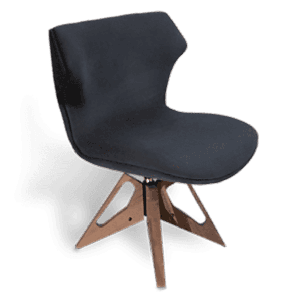Bruno modern fabric armchair, black color designed with natural wood and modern aesthetic for contemporary interiors