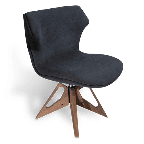 La poltrona Bruno che mette in evidenza il suo design moderno e il rivestimento morbido.
