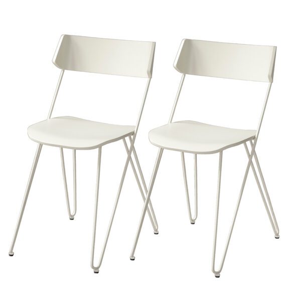 Sedia Ibsen One bianca di Greyge, con un design elegante in legno curvato laccato e una solida struttura in acciaio, perfetta per ambienti moderni.