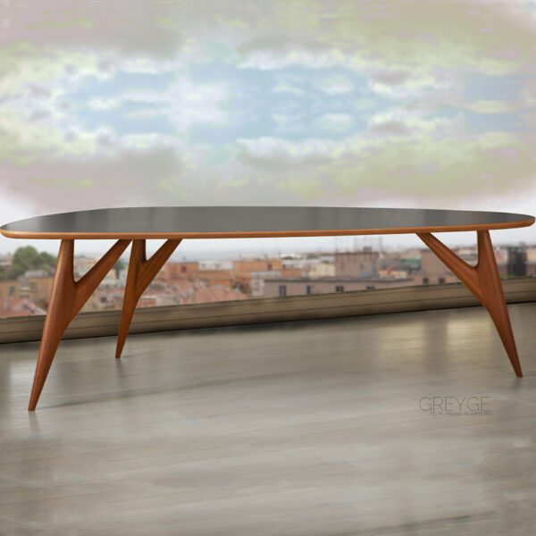 Vista frontale del tavolo Ted One Grey, che evidenzia la sua superficie liscia e il design moderno, ideale per un soggiorno o un ufficio raffinato.