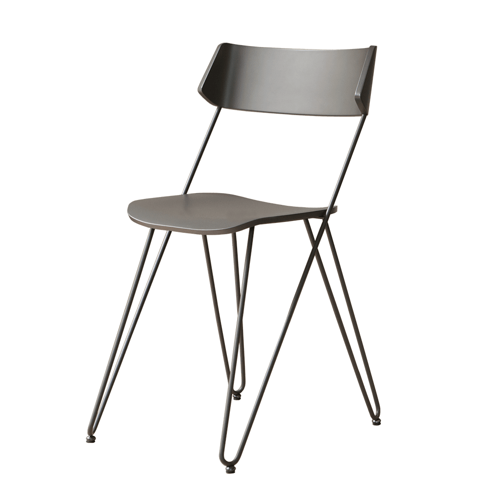 Ibsen One, Italian dining chairs Design, Anthracite grey lacquered chair, side view