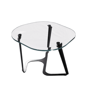 Tavolino da caffè Stilla Crystal – design italiano moderno di Greyge, realizzato in cristallo elegante e acciaio.