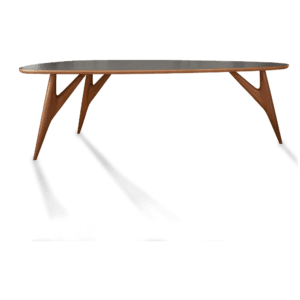 Vista laterale del Tavolo Laminato In Legno Massello Ted One Grey, che mette in risalto le sue linee pulite e il design contemporaneo, aggiungendo un tocco sofisticato a qualsiasi interno. laminato