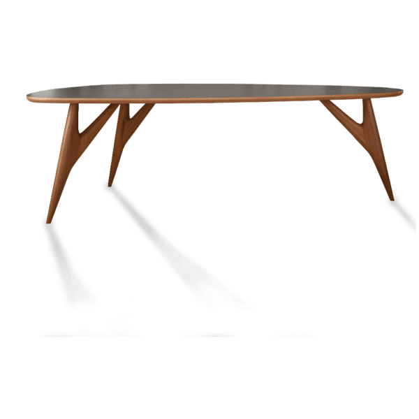Vista laterale del Tavolo Laminato In Legno Massello Ted One Grey, che mette in risalto le sue linee pulite e il design contemporaneo, aggiungendo un tocco sofisticato a qualsiasi interno. laminato
