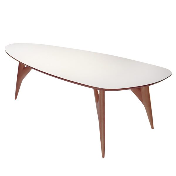 Tavolo Ted One Bianco visto da un'angolazione laterale, con design minimalista e finitura bianca impeccabile, aggiungendo sofisticazione agli interni moderni.