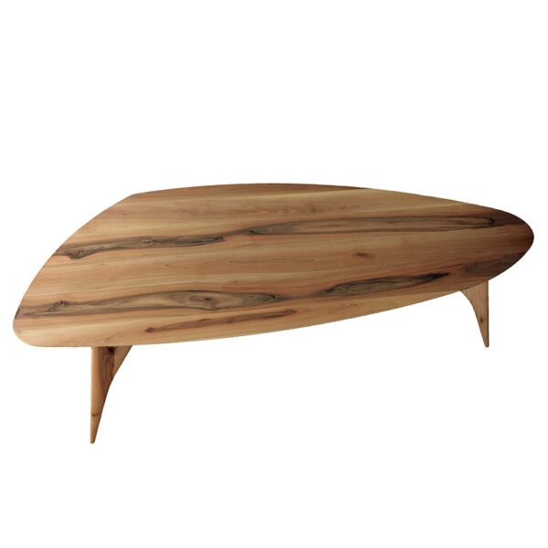 Table à manger Ted Masterpiece en noyer avec un savoir-faire sculptural moderne, réalisée en bois massif pour une esthétique audacieuse et raffinée.