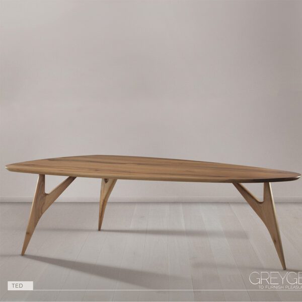 Table à manger Ted Masterpiece avec une forme sculpturale audacieuse, alliant l’artisanat artistique à une élégance contemporaine.