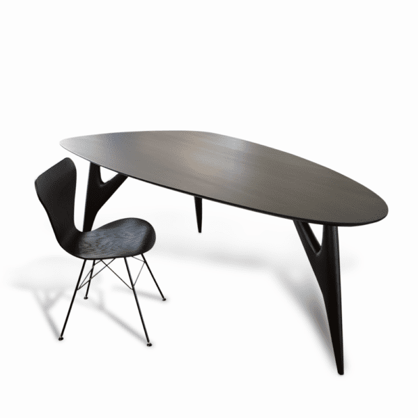 wood table with black legs