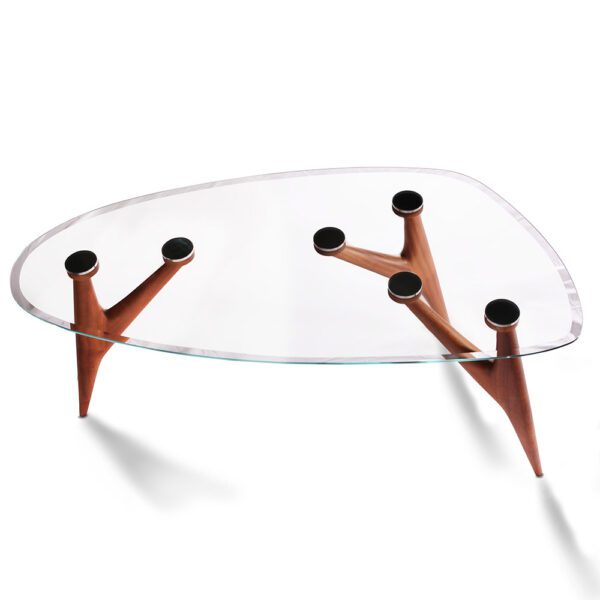 glass dining table wooden legs