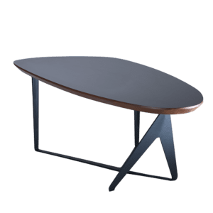 Tavolino da caffè Ted Tee, un tavolino da caffè dal design moderno con piano in legno massello e gambe in acciaio disponibili in nero, bianco e grigio.
