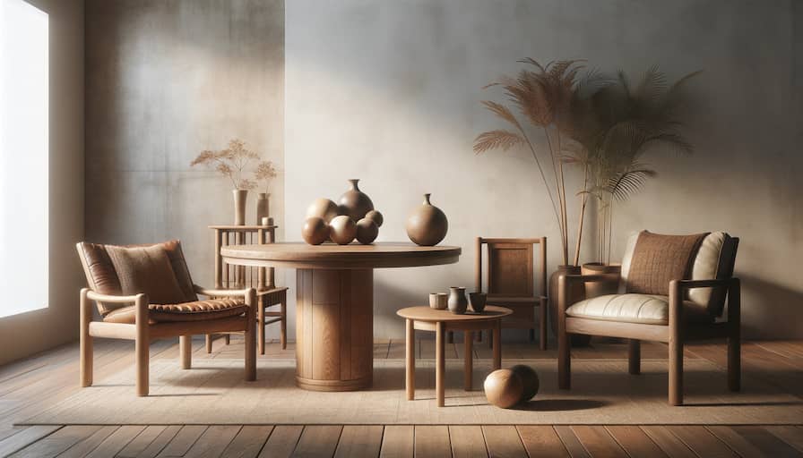 the essence of traditional and rustic furniture styles in a minimalist setting