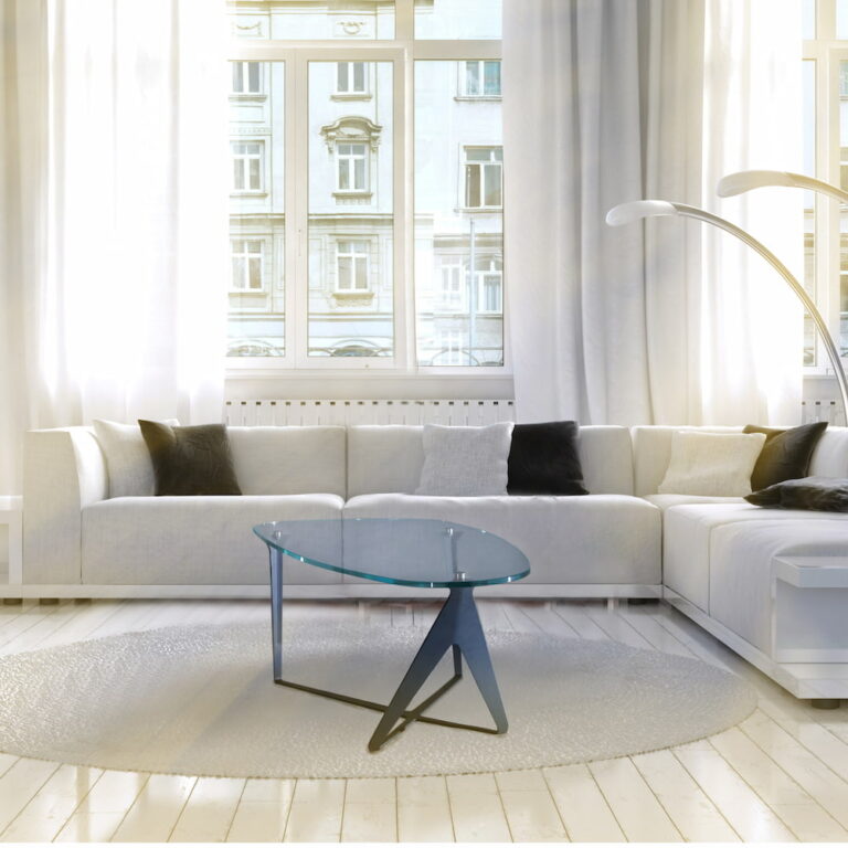 Tavolino salotto moderno – Design elegante in vetro temperato con base in acciaio antracite